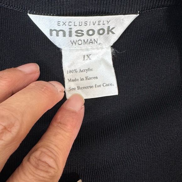 Misook Black Textured Open Front Cardigan Size 1X‎ Knit Jacket Work - Picture 4 of 6